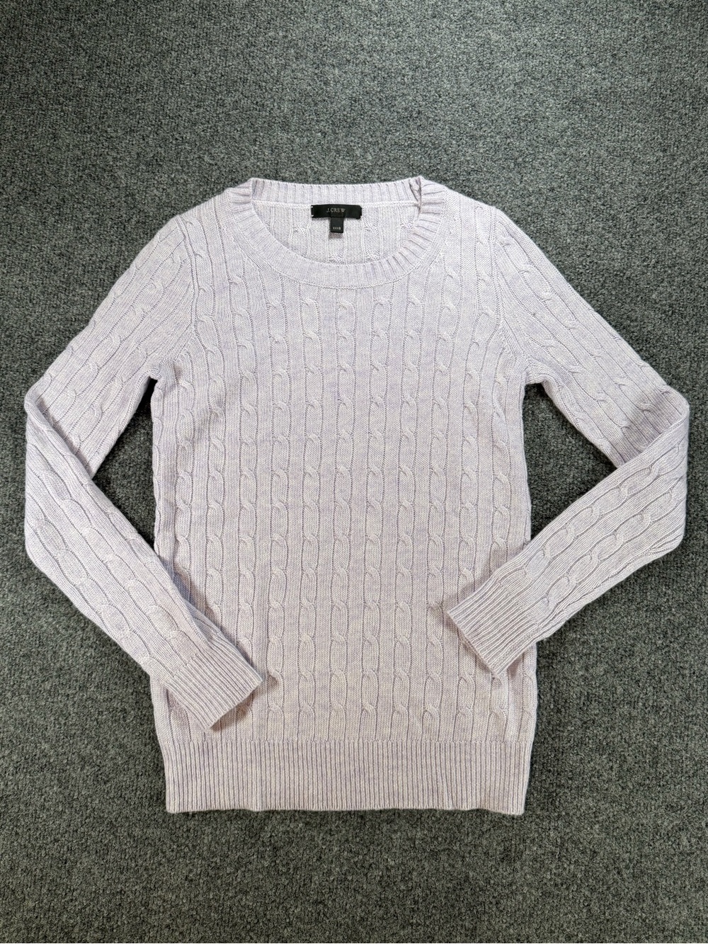 J. Crew Lavender Cable-Knit Fisherman Crewneck Sweater Wool Blend XXXS